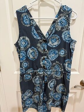 Toad&Co Navy Blue Tie-Dye Print Girls One-Piece Romper